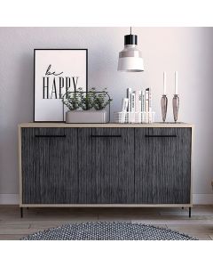 Harvard Medium Wooden 3 Doors Sideboard In Washed Oak