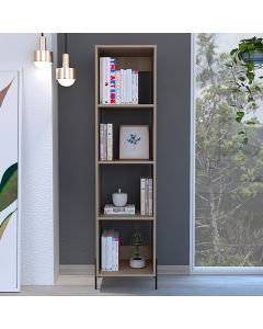 Harvard Narrow Wooden Bookcase In Washed Oak