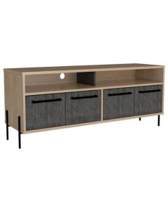 Harvard Wide Wooden TV Stand In Washed Oak With 4 Doors