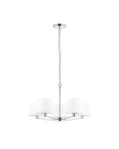 Harvey 5 Lights White Shade Ceiling Pendant Light In Bright Nickel