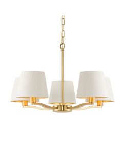 Harvey 5 Lights White Shade Ceiling Pendant Light In Brushed Gold