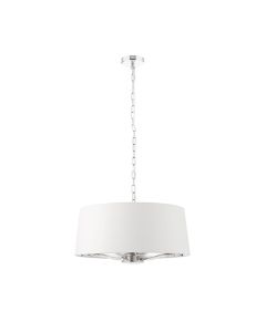 Harvey Round White Shade Ceiling Pendant Light In Bright Nickel