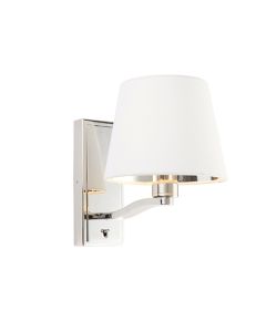 Harvey White Shade Wall Light In Bright Nickel