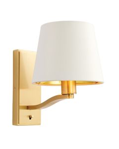 Harvey White Shade Wall Light In Brushed Gold