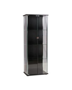 Hatton Clear Glass Display Unit In Chrome And Black With 2 Doors