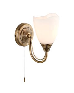 Haughton Opal Glass 2 Lights Wall Light In Antique Brass