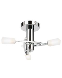 Havana 3 Lights Frosted Glass Semi Flush Ceiling Light In Chrome