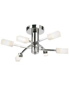 Havana 6 Lights Frosted Glass Semi Flush Ceiling Light In Chrome