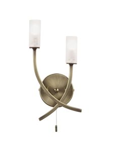 Havana Frosted Glass 2 Lights Wall Light In Antique Brass