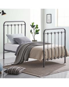Havana Metal Single Bed In Speckled Silver And Black