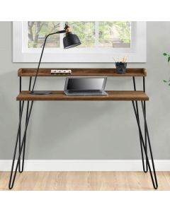 Haven Wooden Retro Laptop Desk With Riser In Walnut