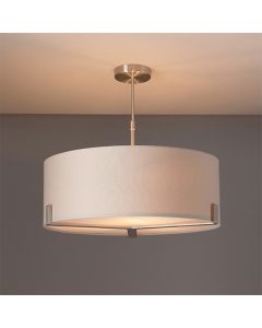 Hayfield 3 Lights Pale Grey Cylinder Shade Ceiling Pendant Light In Nickel