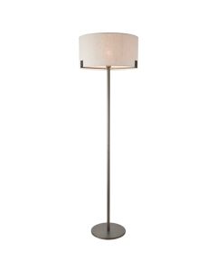 Hayfield Natural Linen Cylinder Shade Floor Lamp In Nickel