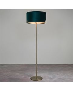 Hayfield Rich Green Cylinder Shade Floor Lamp In Nickel