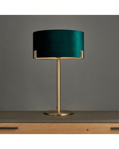 Hayfield Rich Green Cylinder Shade Table Lamp In Nickel