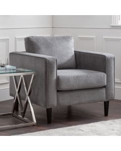 Hayward Chenille Fabric Upholstered Armchair In Elephant Grey