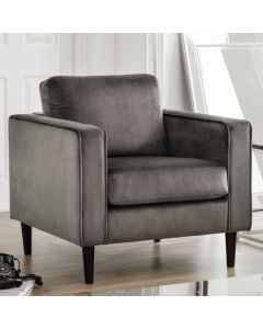 Hayward Velvet Upholstered Armchair In Grey