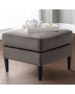 Hayward Velvet Upholstered Ottoman In Grey