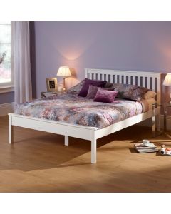 Heather Wooden Double Bed In Opal White