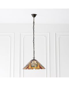 Hector Medium Tiffany Glass Ceiling Pendant Light In Dark Bronze