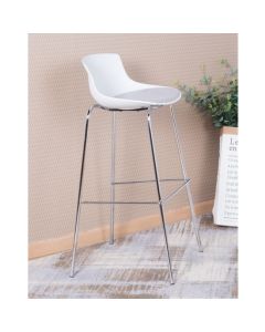 Helena Fabric Bar Stool In White And Chrome