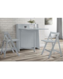 Helsinki Wooden Compact Folding 2 Seater Dining Set In Light Grey