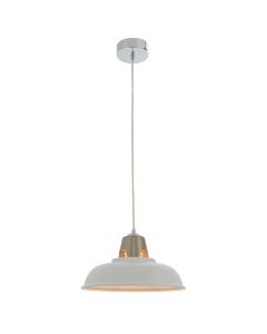 Henley Gloss Vintage White Ceiling Pendant Light In Satin Nickel