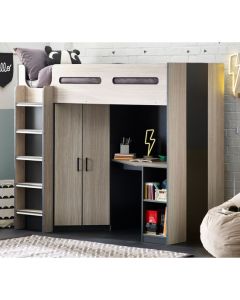Hercules High Sleeper Bunk Bed In Woodgrain And Anthracite