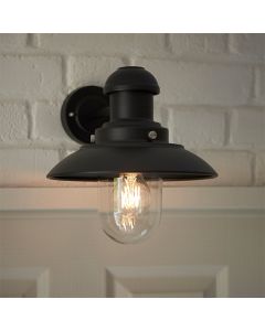 Hereford Clear Glass Shade Wall Light In Matt Black