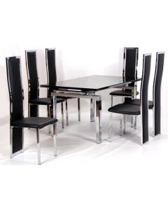 Highgrove Extending Black Glass Dining Set With 6 Trinity Chairs