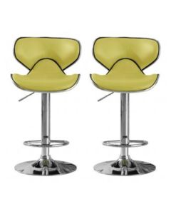 Hillside Lime Faux Leather Bar Stools In Pair With Chrome Base