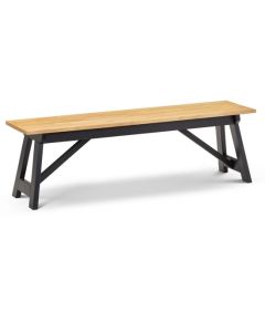 Hockley Oak Wooden Top Dining Bench With Black Legs