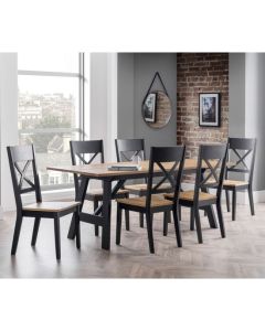 Hockley Wooden Dining Table With 6 Chairs In Black And Oak
