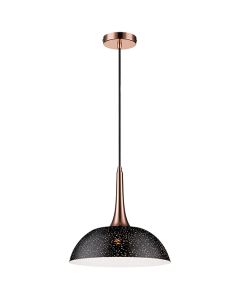Holborn 1 Bulb Round Ceiling Pendant Light In Black And Copper