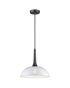 Holborn 1 Bulb Round Ceiling Pendant Light In White And Matt Black