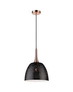 Holborn 1 Bulb Ceiling Pendant Light In Black And Copper