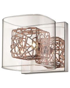 Holland 1 Clear Glass Shade Bulb Wall Light In Copper