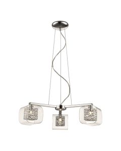 Holland 3 Clear Glass Shade Bulbs Decorative Ceiling Pendant Light In Chrome