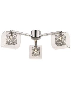 Holland 3 Clear Glass Shade Bulbs Flush Ceiling Light In Chrome
