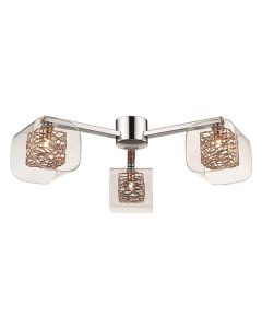 Holland 3 Clear Glass Shade Bulbs Flush Ceiling Light In Copper