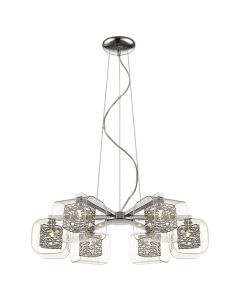 Holland 6 Clear Glass Shade Bulbs Decorative Ceiling Pendant Light In Chrome