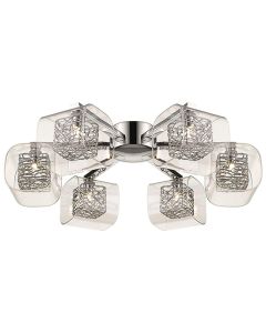 Holland 6 Clear Glass Shade Bulbs Flush Ceiling Light In Chrome