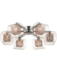 Holland 6 Clear Glass Shade Bulbs Flush Ceiling Light In Copper