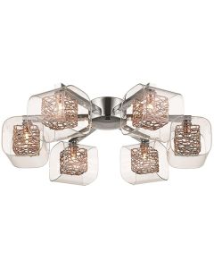 Holland 6 Clear Glass Shade Bulbs Flush Ceiling Light In Copper