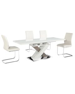 Honora Extending Wooden Dining Set In White High Gloss With 6 Chairs