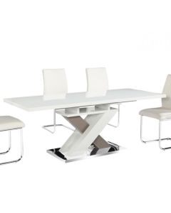 Honora Extending Wooden Dining Table In White And Grey High Gloss