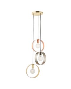Hoop 3 Lights Ceiling Pendant Light In Brushed Brass
