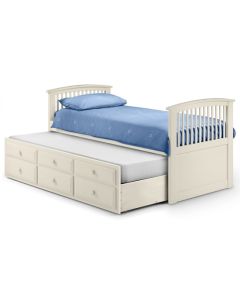 Horn blower Wooden Single Bed With Guest Bed In Stone White
