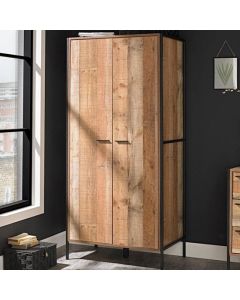 Hoxton 2 Doors Wooden Wardrobe In Oak Effect