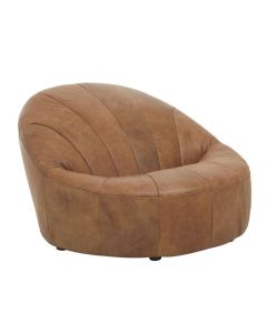 Hoxton Faux Leather Lounge Chair In Light Brown